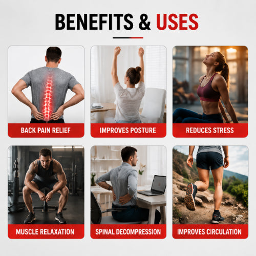 Inversion table benefits and uses for back pain relief, posture support, muscle relaxation, spinal decompression, stress relief and circulation support