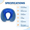 Memory foam cervical pillow specifications with cooling gel inner layer, U-shaped design, snap button closure and neck support for travel and rest
