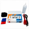 Mini muscle stimulator machine with electrodes, connecting cables, strap and gel bottle for physiotherapy and rehabilitation use