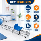 rehabilitation rowing machine with sliding seat for upper and lower body exercise training