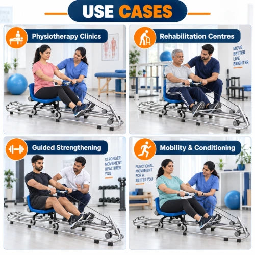 clinic rehabilitation rowing machine for mobility training and guided exercise sessions