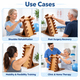 Shoulder exercise ladder use cases for shoulder rehabilitation, post-surgery recovery, mobility and flexibility training, and clinic or home therapy