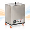 Stainless steel hydrocollator machine with wheeled base for moist heat therapy in physiotherapy and rehabilitation settings