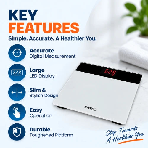 automatic digital weighing scale with LED display and toughened glass platform