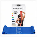 TheraBand 1.5 m professional resistance band in blue with product packaging for exercise, rehabilitation and therapy use