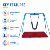 Vestibular swing system key features including movement-based design, sensory activity support and supervised occupational therapy use