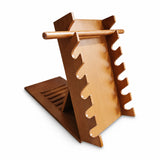 Wooden shoulder exercise ladder with adjustable notches and dowel rod for shoulder mobility and rehabilitation exercises