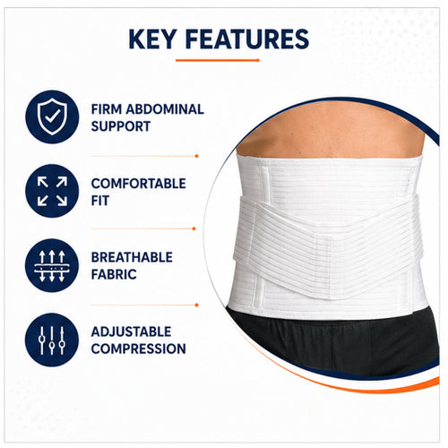 abdominal support belt key features with breathable fabric comfortable fit and adjustable compression