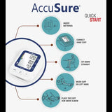 AccuSure AS BP monitor quick start and cuff placement instructions