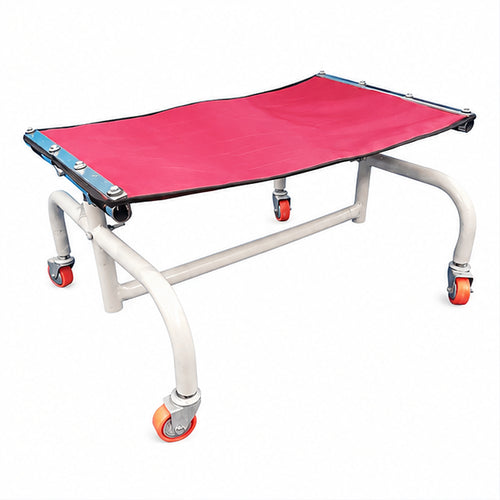 adjustable prone crawler with mild steel frame, durable fabric surface and swivel castors for pediatric physiotherapy