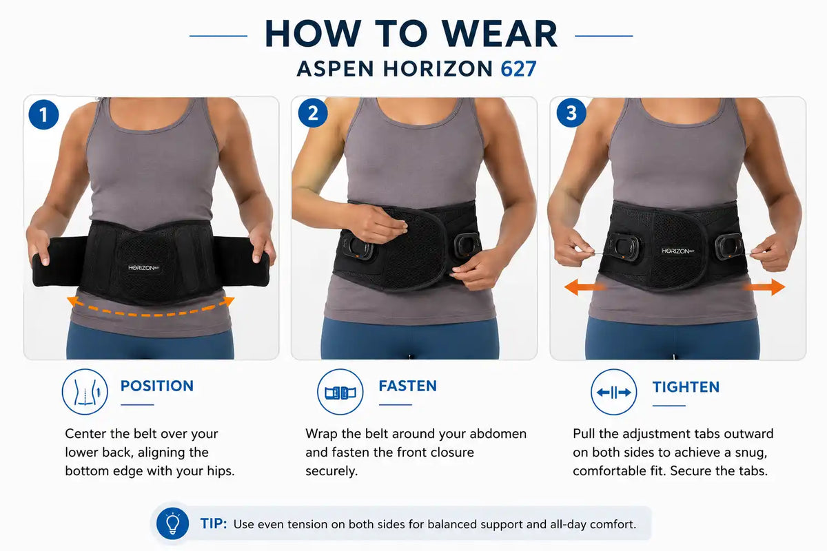 How to wear and adjust Aspen Horizon 627 lumbar support belt
