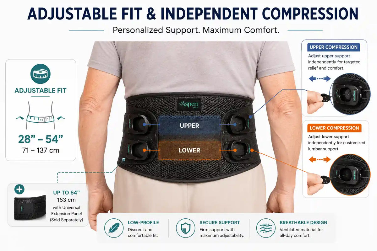 Aspen OTS 642 adjustable fit with independent upper and lower compression