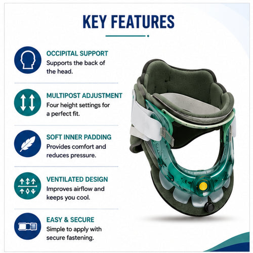 aspen vista multipost therapy collar key features with occipital support soft padding and ventilated design