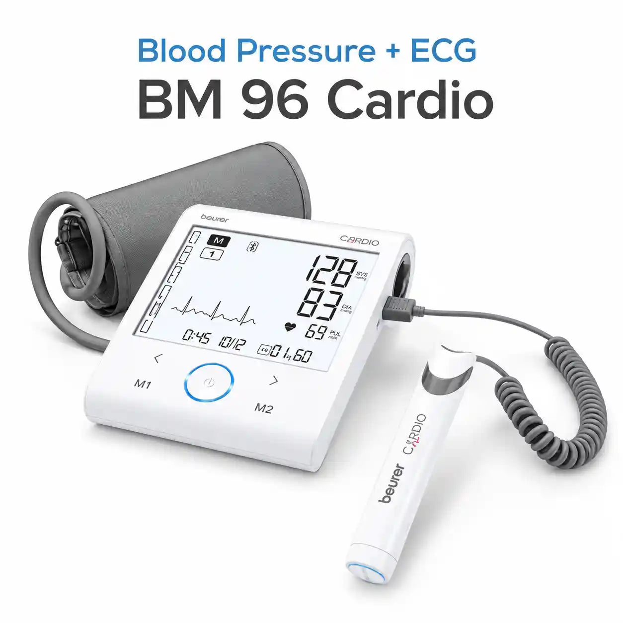 Beurer BM 96 Cardio blood pressure monitor with upper arm cuff and ECG stick