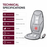 beurer mg155 seat massager technical specifications with shiatsu massage infrared lumbar heat 3 speeds and 15 minute auto off