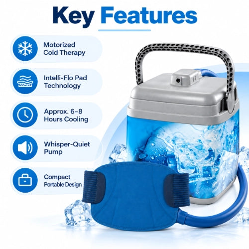 breg polar care kodiak key features including motorized cold therapy, intelli-flo pad technology, 6–8 hour cooling, quiet pump and portable design