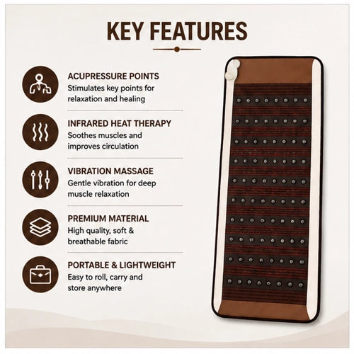ceratonic massage mattress key features with acupressure points infrared heat vibration massage and portable design