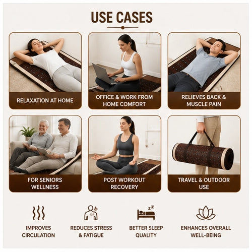ceratonic massage mattress use cases for home relaxation work from home comfort senior wellness post workout recovery and travel