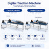 Cervical and lumbar traction setup showing neck and lower-back positioning on traction table