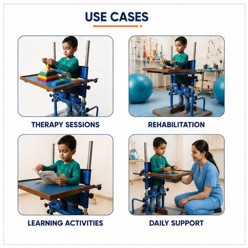 child standing frame use cases for therapy sessions rehabilitation learning activities and daily support