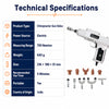 chiropractor gun delux technical specifications with electric power 750 newton range and 640 g weight