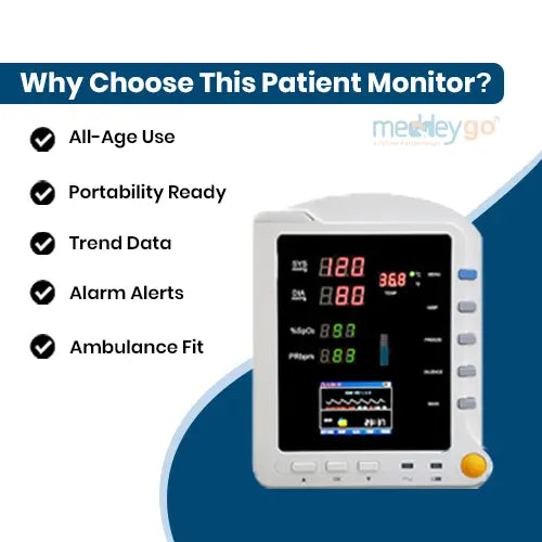 cms 5100 spo2 and nibp measuring patient monitor (white)