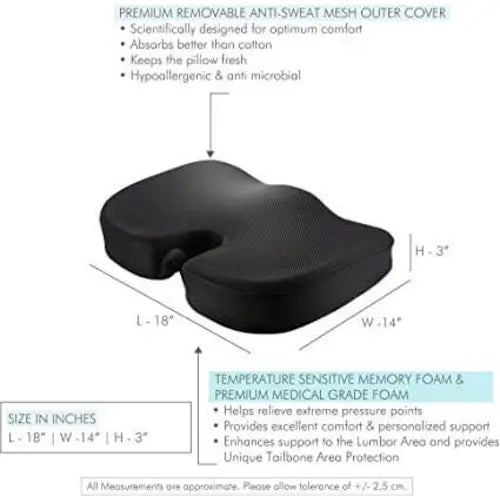 Coccyx Seat Cushion Memory Foam for Tailbone Pain Relief