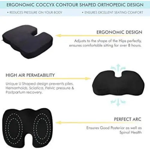 Coccyx Seat Cushion Memory Foam for Tailbone Pain Relief