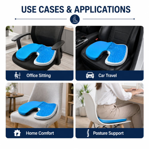 coccyx gel cushion use cases for office sitting car travel home comfort and posture support