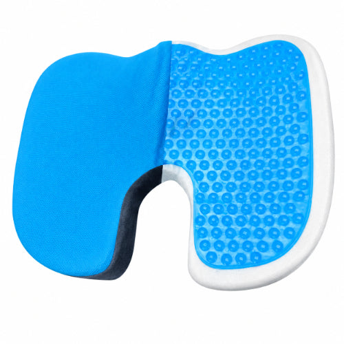 coccyx gel cushion with ergonomic u cut design and cooling gel surface for sitting comfort