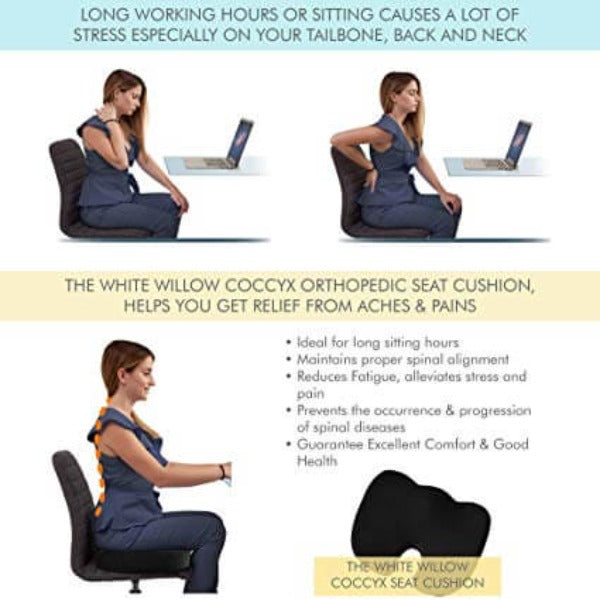 White Willow ergonomic coccyx seat cushion for posture