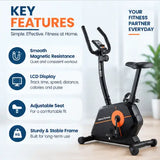 cosco cb-500 upright fitness bike key features including smooth magnetic resistance, lcd display, adjustable seat and sturdy stable frame