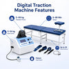 Digital traction machine showing force control, timer, stored patterns and patient stop switch