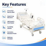 electric icu bed key features with abs panels locking wheels and mattress