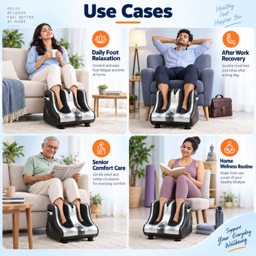 electric leg and foot massager use cases for daily foot relaxation, after-work recovery, senior comfort care and home wellness routines