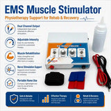 EMS Muscle Stimulator feature highlights – dual channel output, adjustable intensity, muscle rehabilitation, nerve stimulation support, portable home use