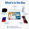 EMS physiotherapy device what’s in the box – EMS device, elastic strap, electrode pads, lead wire set and accessory bottle