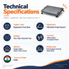 ergonomic foot rest technical specifications showing adjustable angle support, non-slip textured surface and under-desk use for office and home workstations