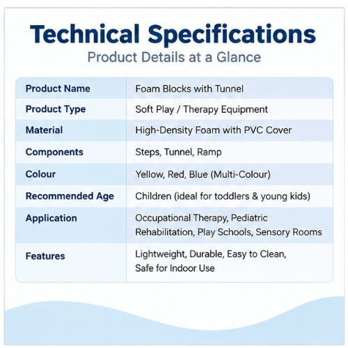 foam blocks with tunnel technical specifications with high-density foam, pvc cover, steps, tunnel and ramp for occupational therapy and pediatric rehabilitation