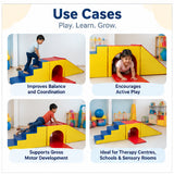 foam blocks with tunnel use cases for balance and coordination, active play, gross motor development and therapy or sensory room activities