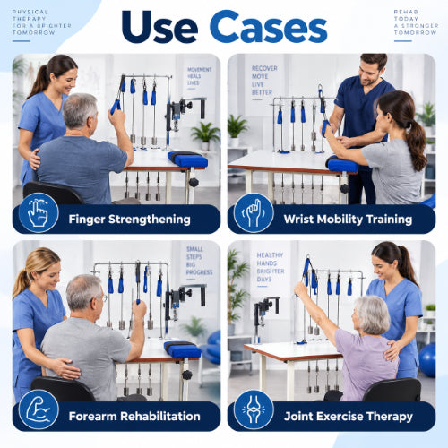 hand exercise table use cases for finger strengthening, wrist mobility training, forearm rehabilitation and joint exercise therapy