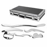 iastm 5 piece stainless steel massage tool set with professional carrying case