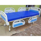Electric ICU bed collapsible railings and ventilated mattress platform