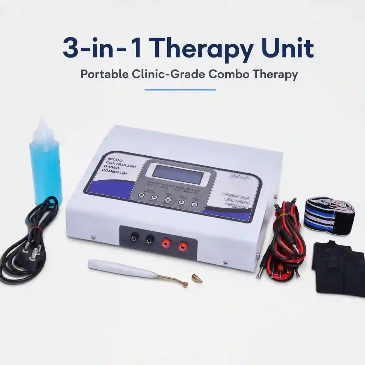3-in-1 IFT MS TENS combination therapy unit angled view – professional electrotherapy for clinic use