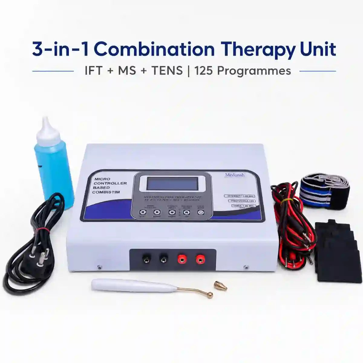 Medansh 3-in-1 Combination Therapy Unit IFT MS TENS main image – 125 pre-set programmes for physiotherapy clinics