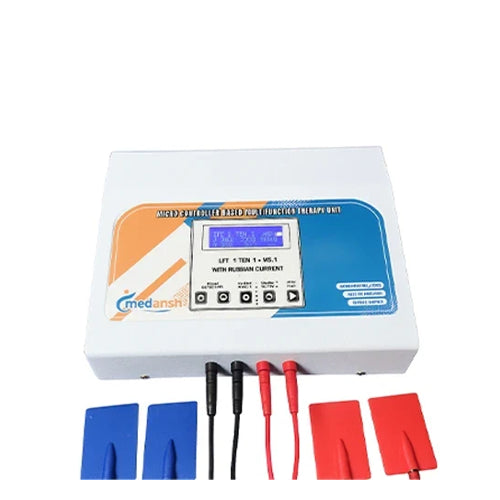 ift ms tens 125 program combo machine with lcd display and electrode pads for physiotherapy use