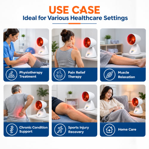 infrared heat lamp use cases for physiotherapy treatment pain relief therapy muscle relaxation chronic condition support sports injury recovery and home care
