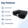 key features of gel coccyx seat cushion including ergonomic u shape pressure relief comfort support and everyday use