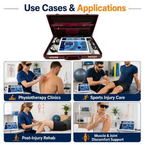 laser therapy device use cases for physiotherapy sports injury care post injury rehab and muscle joint discomfort