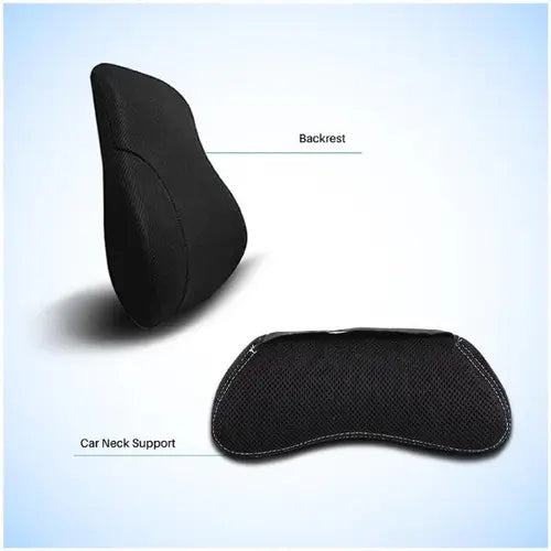 Lumbar Full Backrest with Car Headrest Memory Foam Travel Pillow - Combo Offer